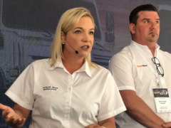 Maretha Gerber, president and CEO of Daimler Truck Southern Africa. Next to her is Wolf Edmayr, DTSA’s general manager for used trucks. Source: Eugene Goddard