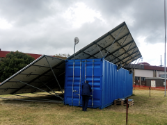 Eskom-installed containerised microgrid at Swartkopdam, which provides power to 39 homes.