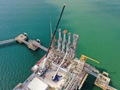 Marine loading infrastructure used in liquefied natural gas operations.