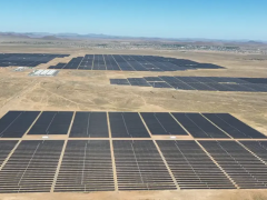 An aerial view of the Hydra solar and storage project near De Aar in the Northern Cape. 